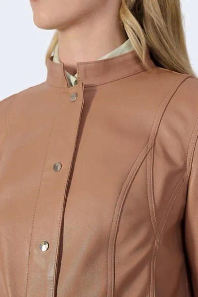 Furniq Uk Amelia Leather Jacket In Brown