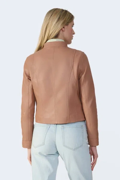 Furniq Uk Amelia Leather Jacket In Brown