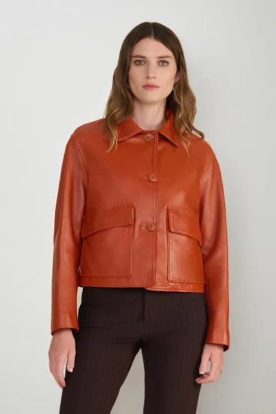 Furniq Uk Ella Leather Jacket In Brown