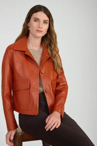 Furniq Uk Ella Leather Jacket In Brown