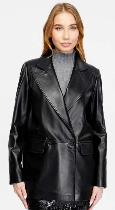 Furniq Uk Cassandra Leather Jacket In Black
