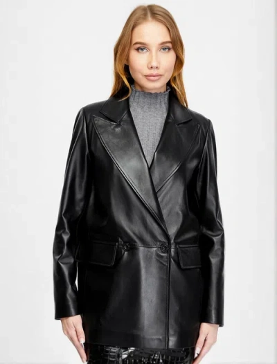 Furniq Uk Cassandra Leather Jacket In Black