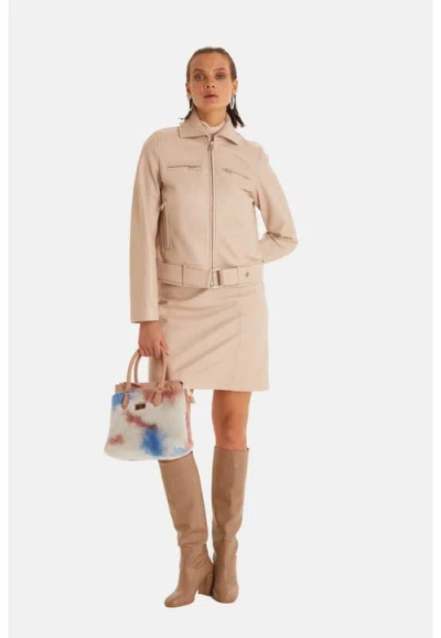 Furniq Uk Imogen Leather Blazer In Brown