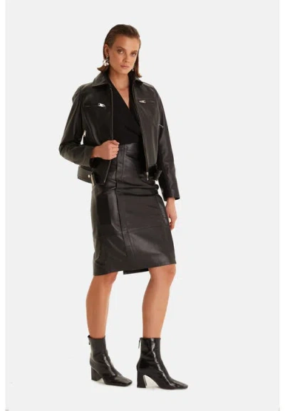 Furniq Uk Imogen Leather Blazer In Black