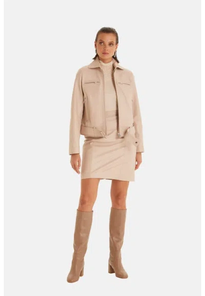 Furniq Uk Imogen Leather Blazer In Brown