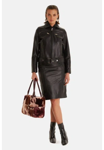 Furniq Uk Imogen Leather Blazer In Black