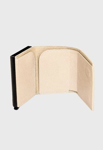 Furniq Uk Genuine Leather Caviar Pattern Trifold Card Holder In Neutral