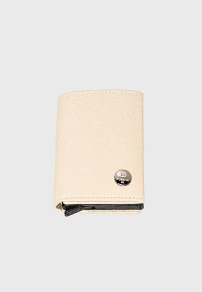 Furniq Uk Genuine Leather Caviar Pattern Trifold Card Holder In Neutral