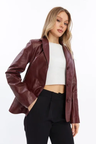 Furniq Uk Esther Leather Jacket In Brown