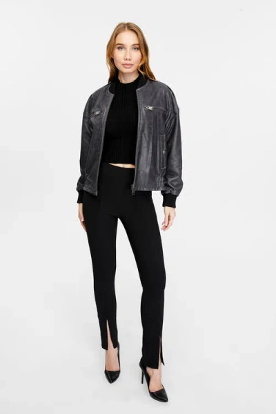 Furniq Uk Eliza Leather Jacket In Black