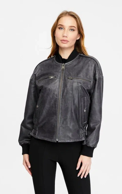 Furniq Uk Eliza Leather Jacket In Black