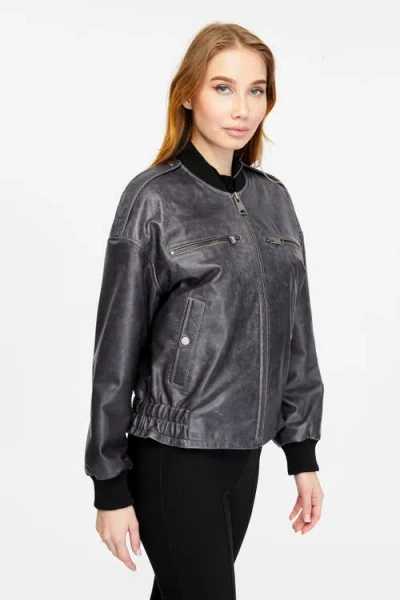 Furniq Uk Eliza Leather Jacket In Black