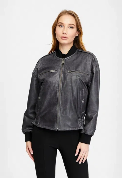 Furniq Uk Eliza Leather Jacket In Black