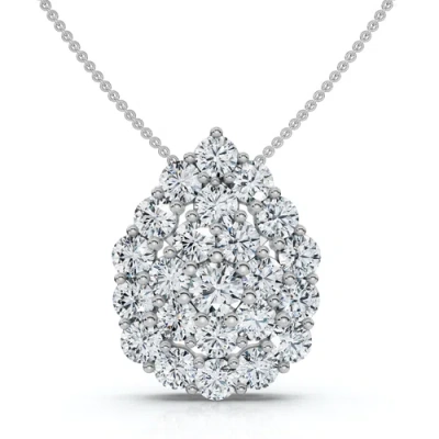 Bliss Diamond 2ct Diamond Pear Shape Pave Pendant 14k Gold Necklace Lab Grown In Gold