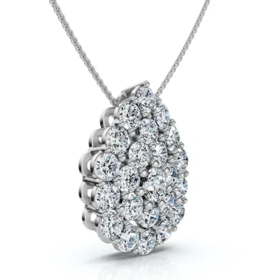Bliss Diamond 2ct Diamond Pear Shape Pave Pendant 14k Gold Necklace Lab Grown In Gold