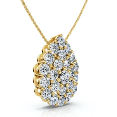 Bliss Diamond 2ct Diamond Pear Shape Pave Pendant 14k Gold Necklace Lab Grown In Gold