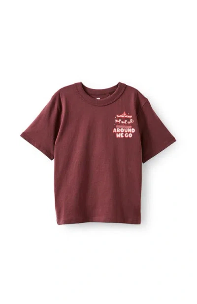 Cotton On Kids Kid's Poppy Oversize Graphic Print Tee In Burgundy
