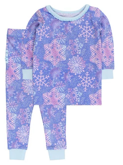 Rufflebutts Modal Blend Toddler Girls Ruffle Long Sleeve Pajama Set In Blue