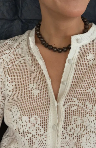 Joiana Jewelry Bean Cord Necklace In Brown