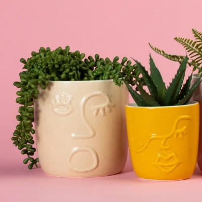 Totalee Gift Neutral Face Planter Ceramic White In Neutral