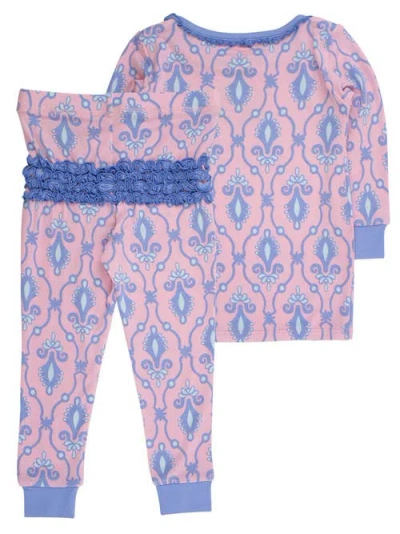 Rufflebutts Softsnooze Ruffle Long Sleeve Pajama Set, Signature Rear Ruffles In Multi