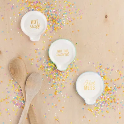 Totalee Gift Hot Mess Spoon Rest Ceramic White In White