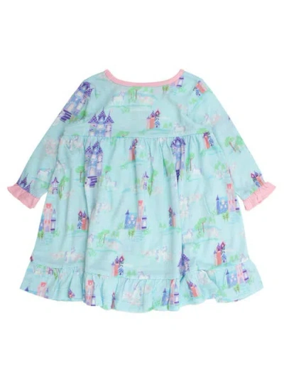 Rufflebutts Ruffle Pocket Pajama Night Gown In Blue