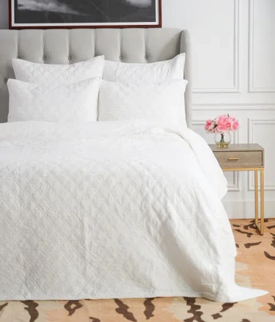 Elisabeth York Sutton Dove 100% Cotton King Sham 20" X 36" In White