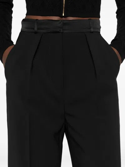 Elisabetta Franchi Black Trousers With Pleated Details In Fabric Woman In Black