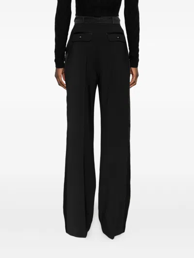 Elisabetta Franchi Black Trousers With Pleated Details In Fabric Woman In Black