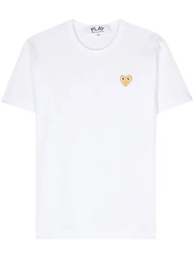 Comme Des Garçons White Crewneck Embroidered Logo T-shirt In White