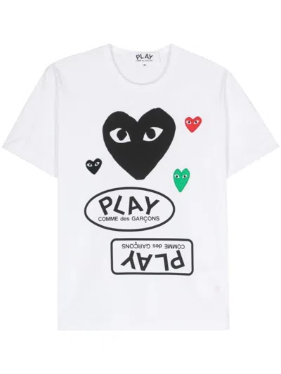 Comme Des Garçons White Crewneck Logo Patch T-shirt In White