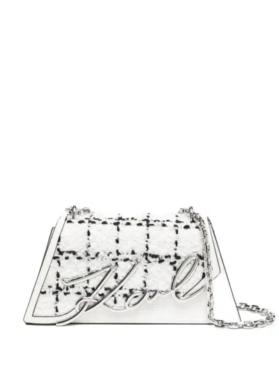 Karl Lagerfeld White Signature 2.0 Crossbody Bag In White