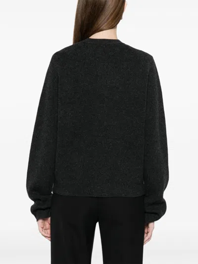 Totême Womens Navy Hammered Round-neck Stretch-wool Blend Cardigan Xs In Black