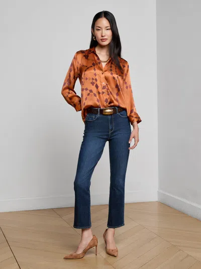 L'agence Dani Silk Blouse In Brown