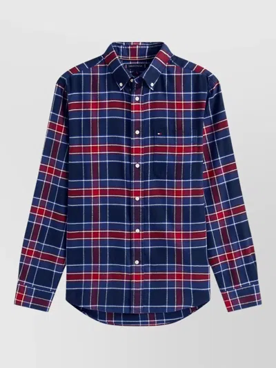 Tommy Hilfiger Button-down Collar Long Sleeve Shirt With Pocket In Blue