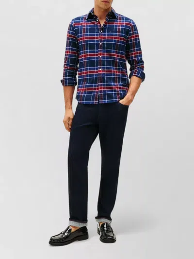 Tommy Hilfiger Button-down Collar Long Sleeve Shirt With Pocket In Blue