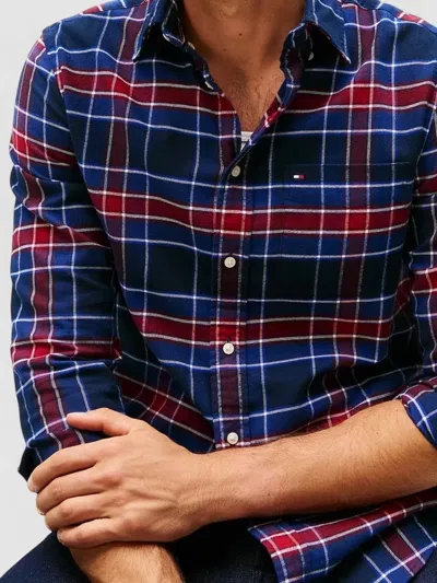 Tommy Hilfiger Button-down Collar Long Sleeve Shirt With Pocket In Blue