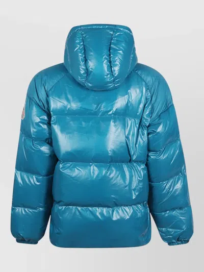 Pyrenex Hooded Down Jacket Sten With Elastic Cuffs In Blue