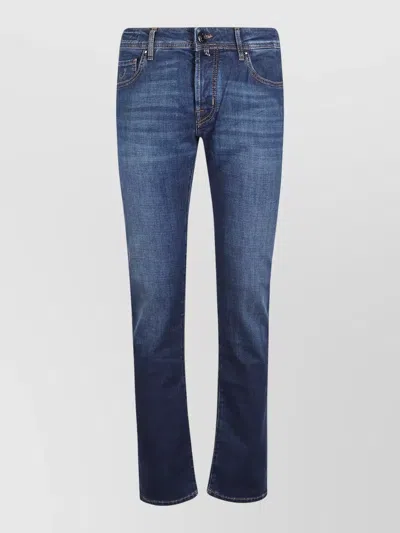 Jacob Cohen Five-pocket Denim Trousers Featuring Belt Loops In Animal Print