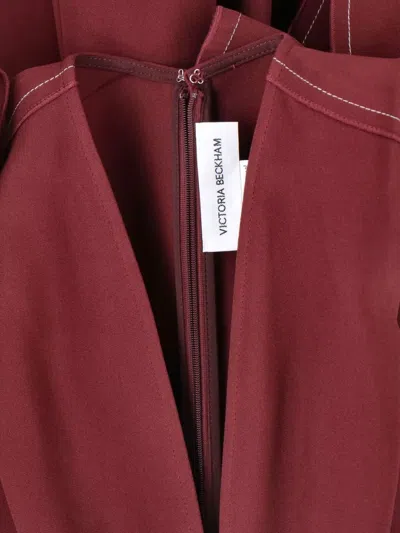 Victoria Beckham Midi Dress With Knot Detail And Short Sleeves In Red