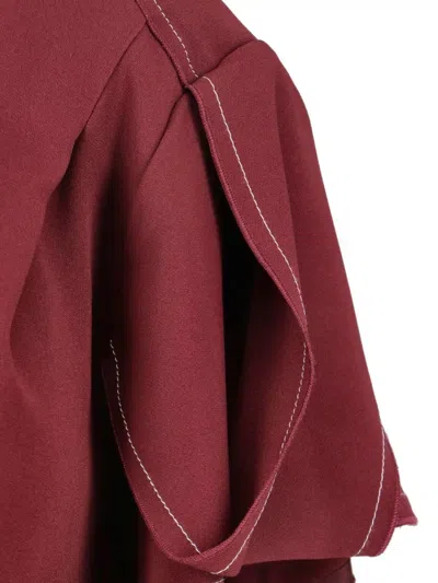 Victoria Beckham Midi Dress With Knot Detail And Short Sleeves In Red