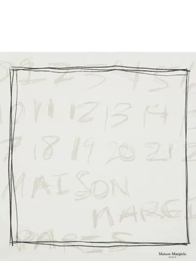 Maison Margiela Graphic Print Square Scarf Accessory In White