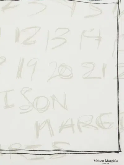 Maison Margiela Graphic Print Square Scarf Accessory In White