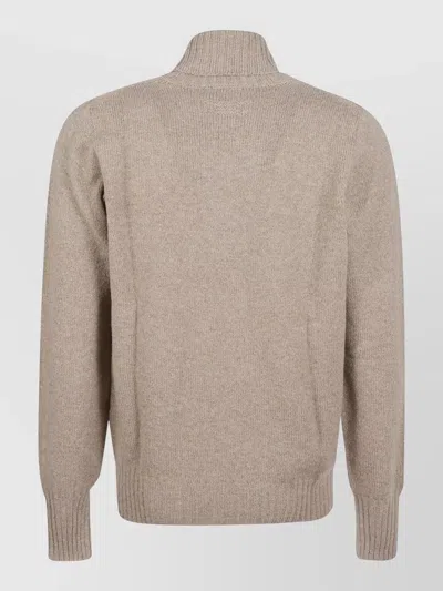 Drumohr Long Sleeve Wool Turtleneck Sweater In Brown
