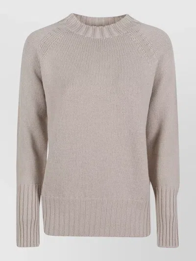 Drumohr Knit Sweater With Raglan Sleeves And Ribbed Hem In Gray