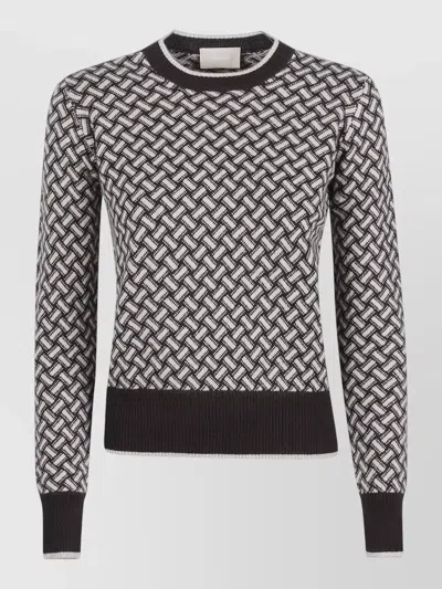Drumohr All-over Patterned Long Sleeve Knit Sweater In Black