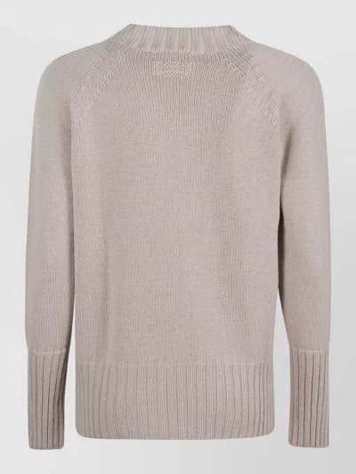 Drumohr Knit Sweater With Raglan Sleeves And Ribbed Hem In Gray