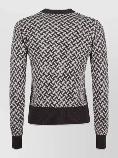 Drumohr All-over Patterned Long Sleeve Knit Sweater In Black