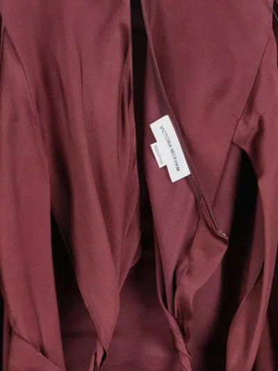 Victoria Beckham Asymmetric Draped Sleeveless Knee Length Dress In Brown